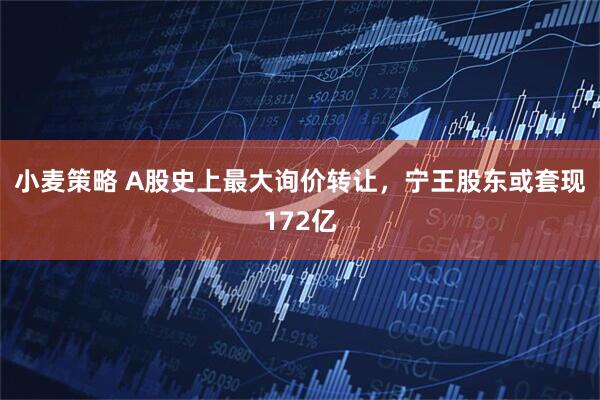 小麦策略 A股史上最大询价转让，宁王股东或套现172亿