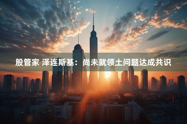 股管家 泽连斯基：尚未就领土问题达成共识
